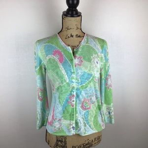 Sigrid Olsen Sport Pastel Blue Green Cardigan